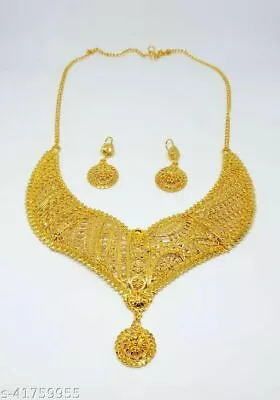 Indian Ethnic Traditional Gold Plated Wedding Jewellery Necklace Set For Women • $27.04