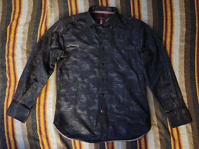 NWOT Visconti Black Buttoned Down Camouflage Dress Shirt Small • $19