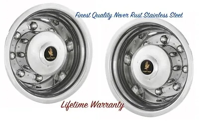 $275.70 • Buy 17.5  Trailer 8 Lug Polished Stainless Steel Wheel Rim Liner Cover Hubcaps (2) ©