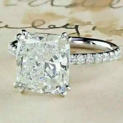 3Ct Cushion Cut Lab Created Diamond Women's Wedding Ring 14K White Gold  Plated • $81.24