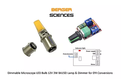 Dimmable Microscope LED Bulb 12V 3W BA15D Lamp & Dimmer For DYI Conversions • $29.95