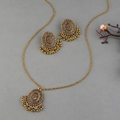 3Pcs Vintage Indian Wedding Jewelry Set For Women Ethnic Metal Necklace EarrinS5 • $9.04