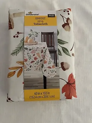 Harvest Autumn Fall Flannel Back Tablecloth NEW 60 X102  • $10