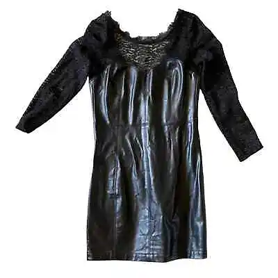 Free People Black Leather Or Vinyl And Lace Dress - XS • $29