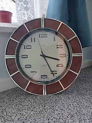 £45 • Buy Vintage (1970's) Sunburst Quartz Wall Clock By Metamec (Gold / Brown)