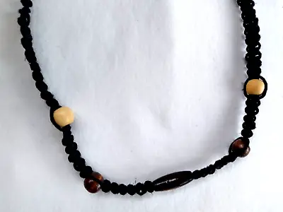 HEMP SURFER BOHO CHOKER NECKLACE  18  Unisex HIPPIE   Black Macrame US Seller • $13.99