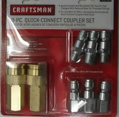 Craftsman 16413 AC7060 8 Pc 3/8 Quick Connect Coupler Air Fitting Kit • $10