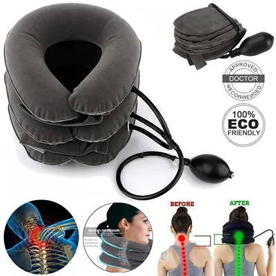 Cervical Neck Traction Device Collar Brace Support Cushion Pain Relife Pillow UK • £11.95