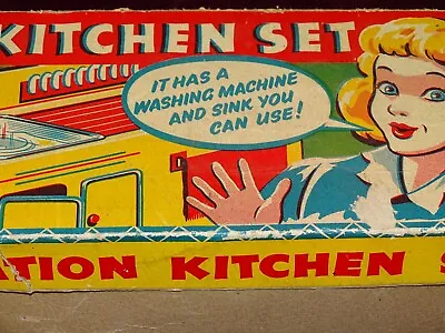 1950's/60s Tinplate COMBINATION KITCHEN SET In Original Box WORKING TAPS Washing • $150.75