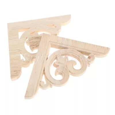 $6.26 • Buy Unpainted Wood Carved Applique Corner Decal Onlay Furniture Home Decor 1pc/4pcs