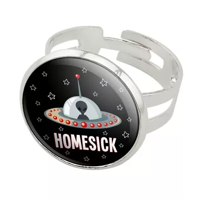 Homesick UFO Alien Funny Silver Plated Adjustable Novelty Ring • $4.99