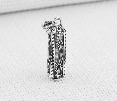 £22.73 • Buy 925K Silver Cylinder Taweez Talisman Stash Vial Prayer Box Tube Pendant #03