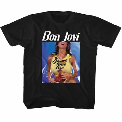 £14.60 • Buy Bon Jovi Kids T-Shirt Slippery When Wet Album Black Tee