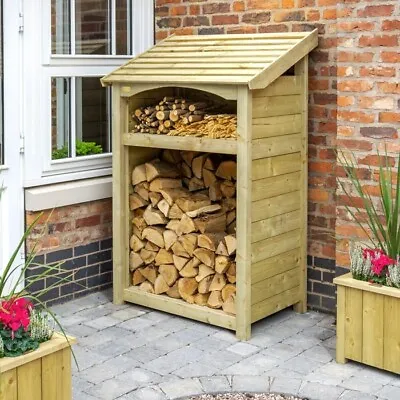 Rowlinson Heriatge Single Wooden Log Wood Store Kindling Shelf Garden Storage • £232.04