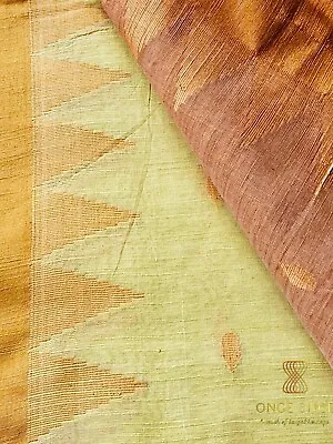 Bengal Tant Jamdani Handloom Cotton Saree Yellow And Orange With Running Blouse • $40