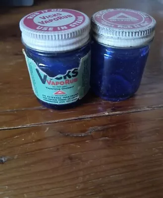 Antique  Vintage Vicks Jars Cobalt Blue Lot Of 2 • $12