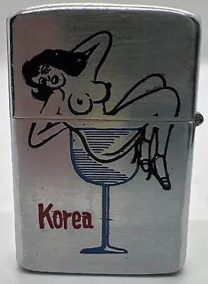 MILITARY Arirang  CIGARETTE LIGHTER KOREA VIETNAM Naked Girl In A Cup • $99.99