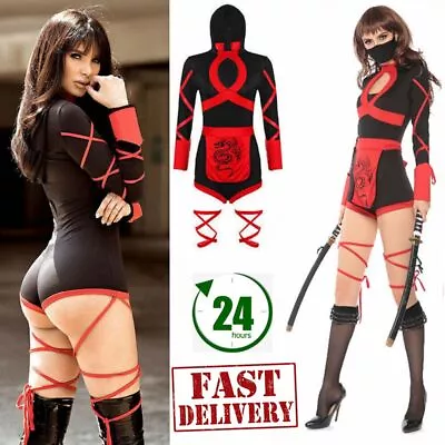 Women Cosplay Costume Ninja Warrior Fancy Dress Lady Jumpsuit Clothing Halloween • £13.56