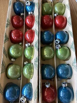 Lot Of 24 Vintage Coby Glass Tree Ornaments Red Blue Green. Green Boxes • $8