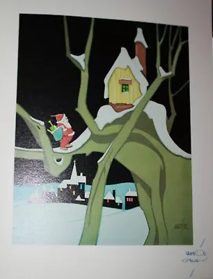 Vernon Grant Art Autographed Large Christmas Card Print With Santa Claus 1980's • $35