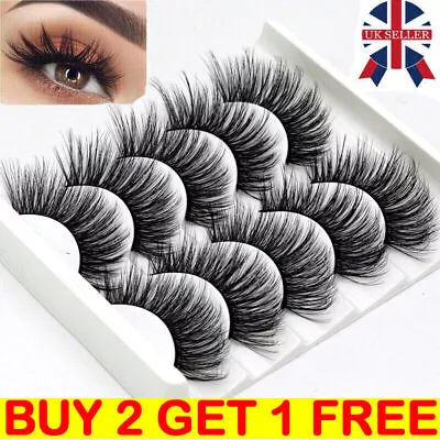 £0.99 • Buy 5 Pairs False Eyelashes Long Thick Natural Fake Eye Lashes Set Mink Makeup UK