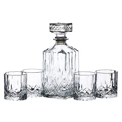 Whiskey Decanter Glasses Cut Glass Tumblers Set 900ml Glassware Gift • £19.99