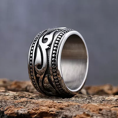 Tribal Ring Irish Celtic Love Infinity Knot Ring Band Stainless Steel Men Women • $11.99