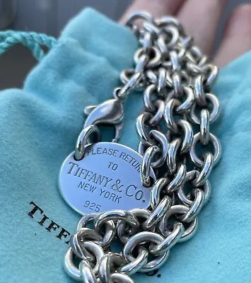 $81 • Buy Tiffany & Co. Return To Tiffany Oval Tag Heavy Chain Silver Necklace Choker 925