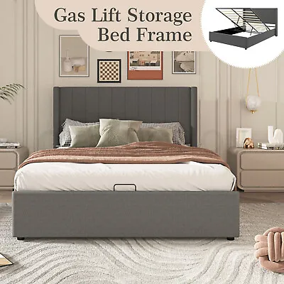 Wooden Bed Frame Queen Size Mattress Base Platform Gas Lift Up Underbed Storage • $309.95