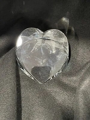 $29.99 • Buy Vintage Signed Val St. Lambert Wedge HEART Crystal Glass Heavy 4” Paperweight