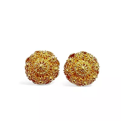 Vtg MMA Metropolitan Museum Of Art CLEO Goldtone Intricate Burst Clip Earrings • $24.99