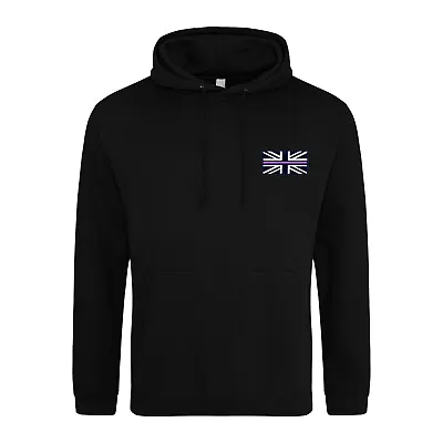 Border Forces Thin Purple Line Union Jack Embroidered Hoodie Hooded Sweatshirt • £24.99