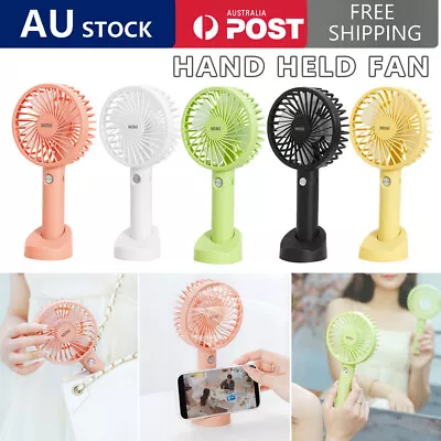 $11.05 • Buy Mini Portable Hand-held Desk Fan Cooling Cooler USB Air Rechargeable 3 Speed AU
