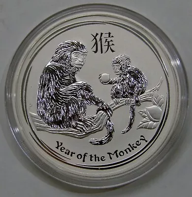 Australia - 2016 - Lunar Year Of The Monkey 5 Oz. .999 Silver $8 - BU W/ Capsule • $152.51