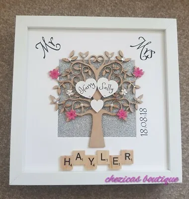 £21 • Buy Personalised Wedding Day Anniversary Frame Keepsake Gift Scrabble Art Tiles