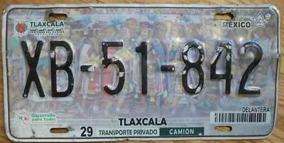 SINGLE MEXICO State Of TLAXCALA LICENSE PLATE - 2015/17 - XB-51-842 - CAMION • $7.99