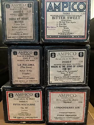 Lot Of 6 Vintage Ampico Reproducing Piano Rolls   • $15