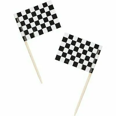 £2.09 • Buy Checked Flag Black And White Racing Flags Picks Cake Cupcake Topper Decoration