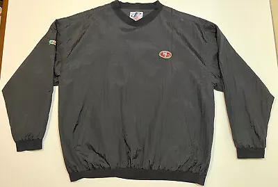 Vintage San Francisco 49ers Windbreaker Team Issued Press Pullover Black 2XL • $24.99