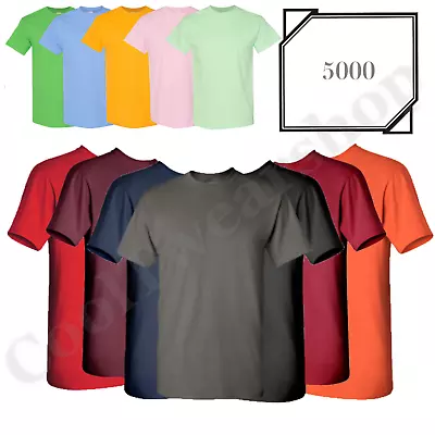 NEW Gildan Men's Heavy Cotton Plain Crew Neck Short Sleeves T-Shirt 5000 • $12.99