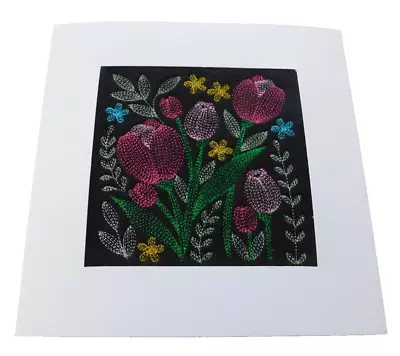 Complete Handmade Machine Embroidery Birthday Card Tulips • £4