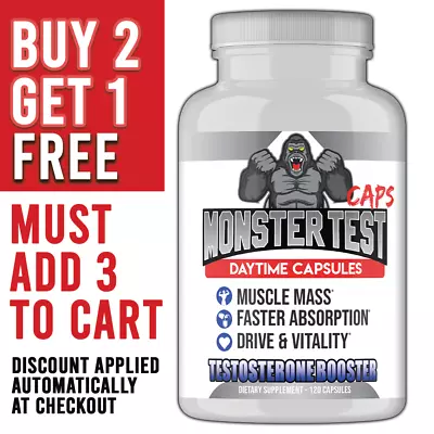 #1 Testosterone Booster Monster Test Caps T Boost 120 Capsules Male Enhancement • $14.99