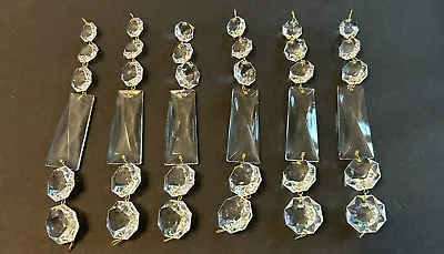 Set Of 6 Vintage Replacement Chandelier Crystal Prism Bar 5 Octagon Drops Strand • $27.49