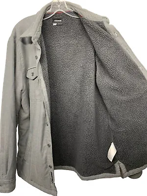 Marmot Mens Size L Gray Sherpa Lined Shirt Jacket Button Down Long Sleeve Warm • $39.95