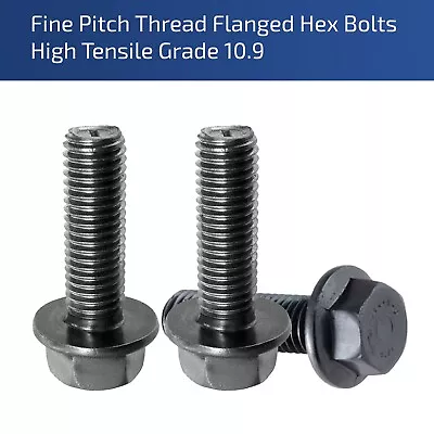 M8 M10 M12 M14 Fine Pitch Thread Flanged Hex Bolts High Tensile Grade 10.9 • £2.43