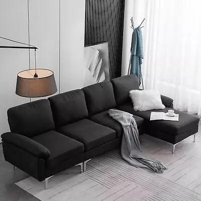 3 Piece Modern Reversible Sectional Sofa Set Linen Fabric Nordic L-Shaped Couch • $479.99