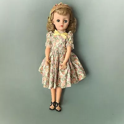 Miss Revlon Doll Vtg 1950's 18  Floral Dress Unmarked Sunday Best Hat • $94.99