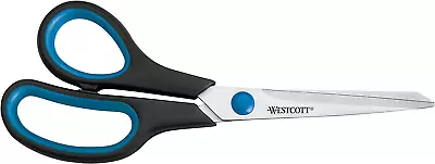 8 Inch Easy Grip Left Handed Soft Grip Scissor - Black/Blue • £4.98