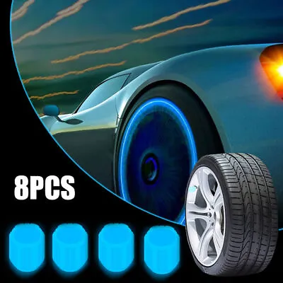 8X Car Tire Valve Caps Tyre Rim Stem Cover Luminous Dust Covers Glow In The Dark • £3.58
