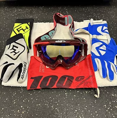 100% Racecraft Goggles SET W/ Gloves Motocross Offroad MX LOT Gear & Apparel • $24.50